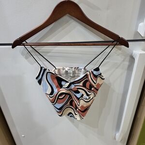 Rue21 Swirl Patterned Crop Top in Black, Blue, and Tan